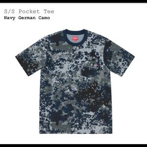 NEW RARE Supreme Pocket T SS19 Navy German Camo L